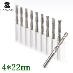 4mm * 22mm Carbide CNC Tool  CNC Router Wood Bit Two Slot Helix Double Strawberry Strawberry Flute Spiral PVC Cutter 10PCS