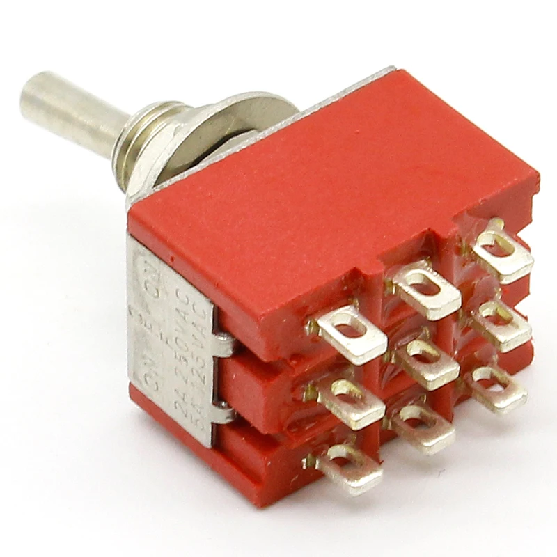 1 pcs NEW Red 9 Pin ON-OFF-ON 3 Position Mini Toggle Switch AC 6A/125V 3A/250V