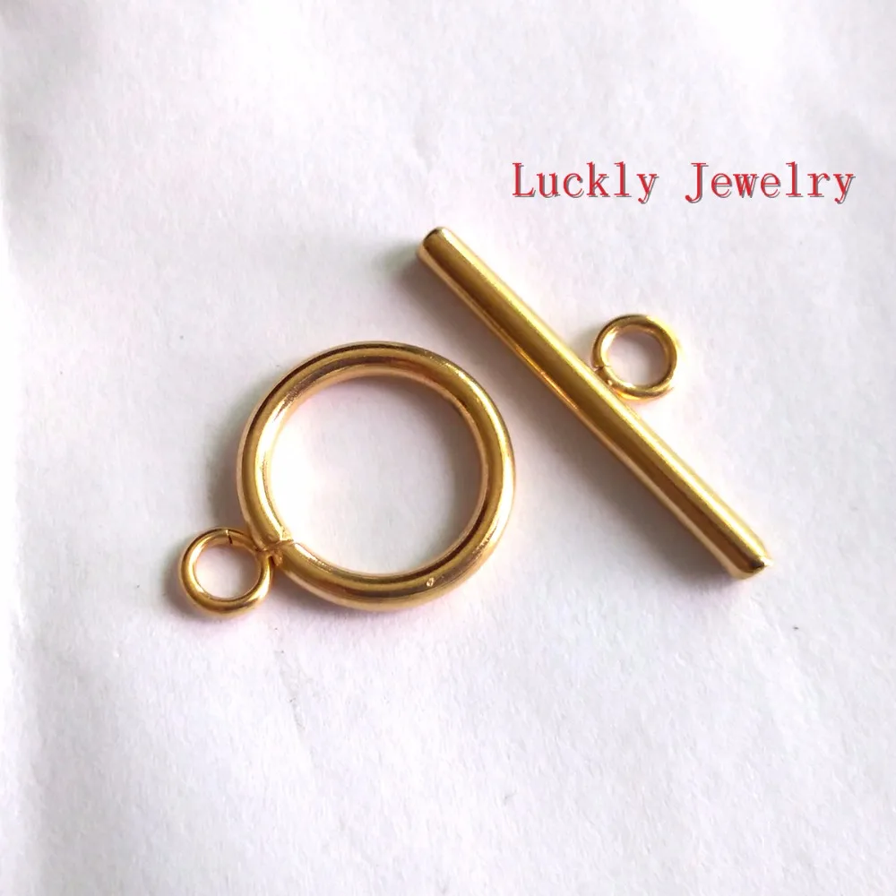 50 sets wholesale Gold Plated Common Use Toggle Clasp Set Stainless steel making Jewelry finding DI Fit Chain