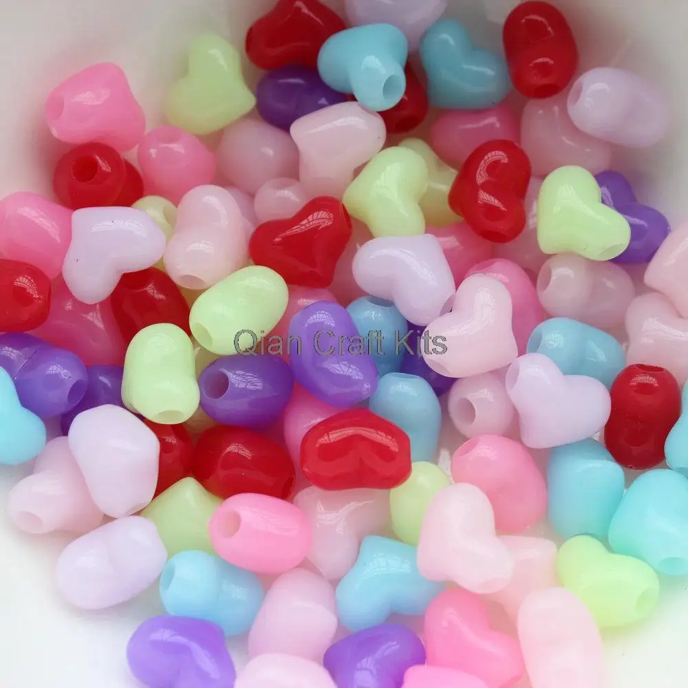 150pcs Glitter jelly heart Bead Hearts For Kandi Rave bracelets hair sparkling Rainbow Craft bubblegum necklace kid 12mm display