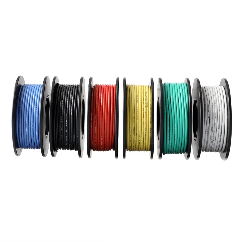 30m/box 98ft Hook-up Stranded Wire 18 AWG UL1007 PVC Insulated Electrical Wire Tinned Copper 300V 6 Colors for DIY Toys Lights
