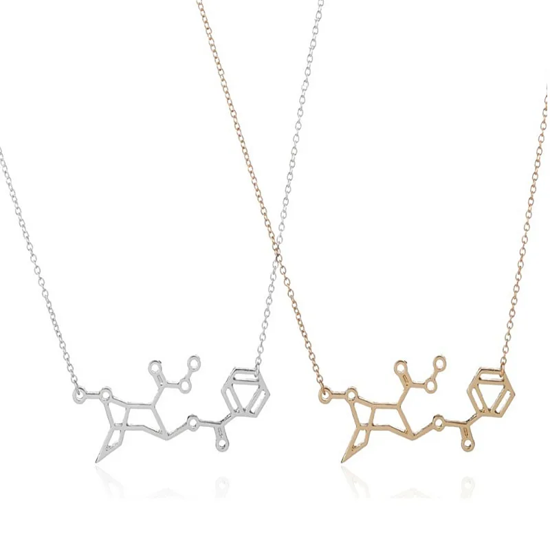 Wholesale 10pc Chemistry Necklace Cocain Structure Pendant Power Cocaina_ Necklace Chemistry Molecule For Women Men