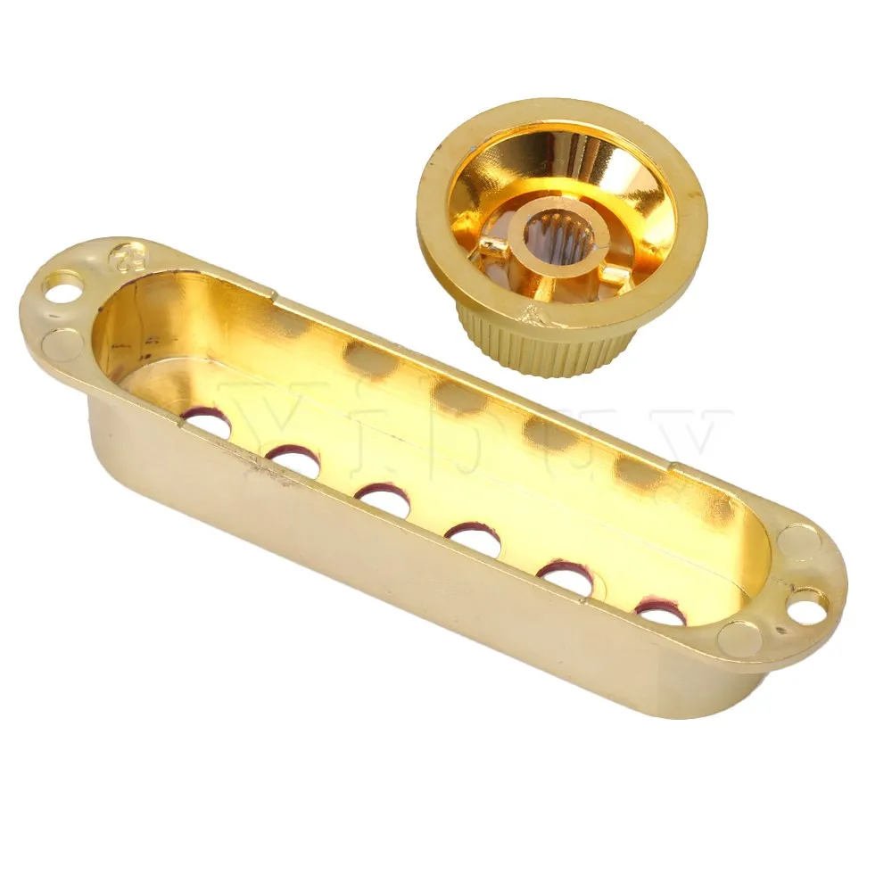 Yibuy Guitars 6 Hole Single Coil Pickup Cover & 1V2T Knob Switch Tip Set of 3 Golden