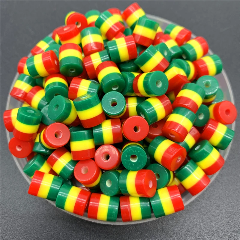 30pcs/Lot 8mm Resin Spacer Beads Cylindrical Stripe Spacer Beads For Jewelry Making DIY Bracelet Necklace Accessories EEZ005