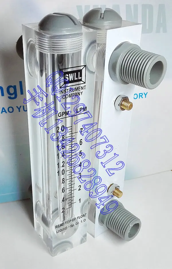 LZM-15 panel type water meter rotameter liquid 0.1-1GPM 0.5-4LPM special offer