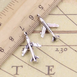 20pcs Charms Plane Airplane 23x13mm Tibetan Bronze Silver Color Pendants Antique Jewelry Making DIY Handmade Craft