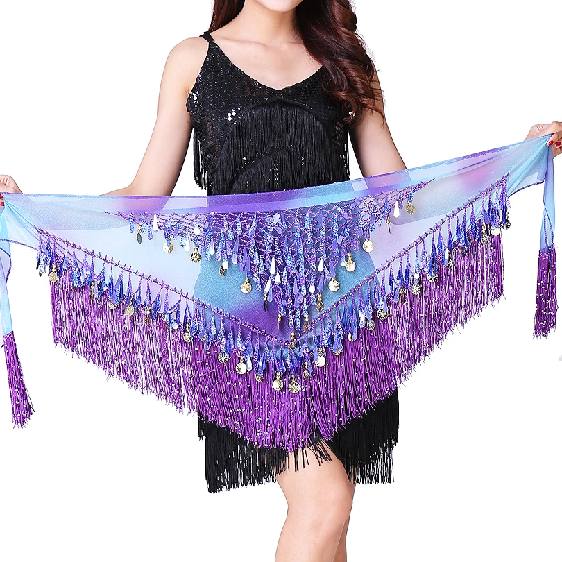 Sequin Women Belly Dancing Performance Wear Hip Scarf Skirt Arabic Dance Belts Fringes Hip Scarf