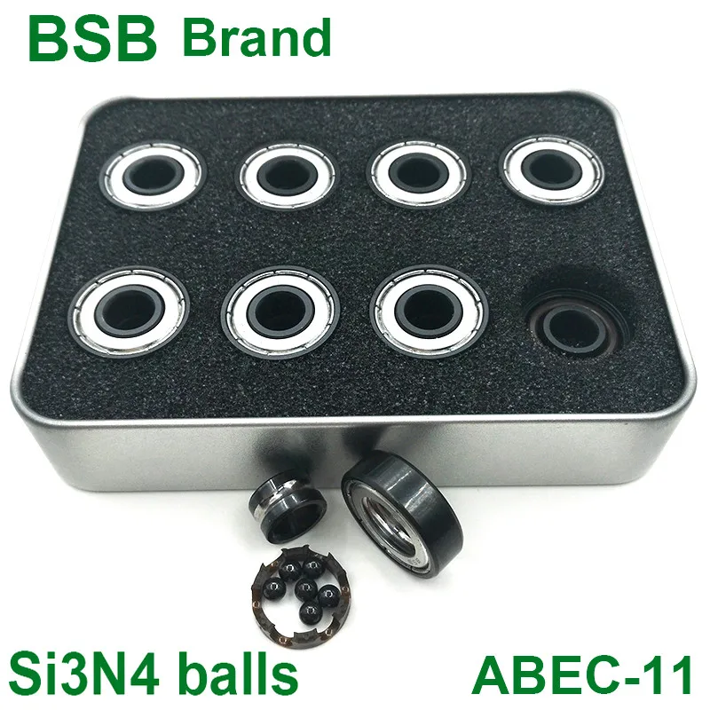 16pc BSB Swiss Bearing Si3N4 Black Ceramic 6 pattini a sfera Skateboard cuscinetto 608z Longboard cuscinetto Scooter pattini a rotelle cuscinetto