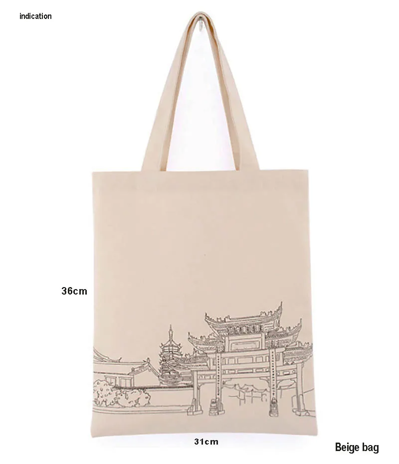 

100pcs/lot Beige Size 31cm*36cm Customized Logo Silkscreen Print Company Tote Bag Fashion Eco Green Cotton Canvas Shopping Bag