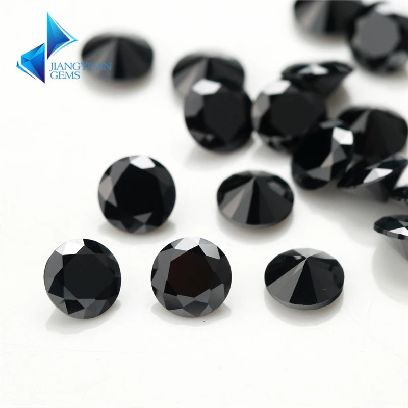 1~3mm Round Cut Black Color Nano Synthetic Gems Stone For Jewelry