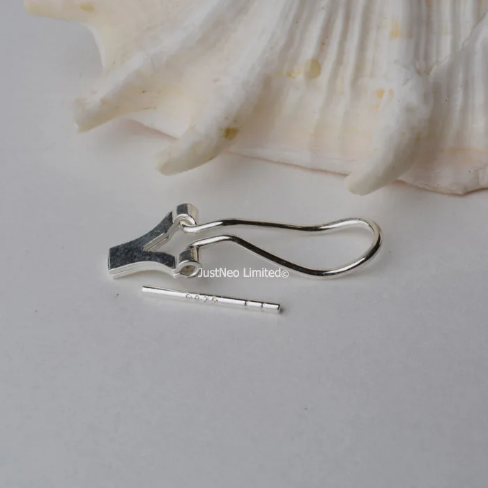 Solid 925 Sterling Silver Clip Earring Findings with Needle for Jewelry DIY Components