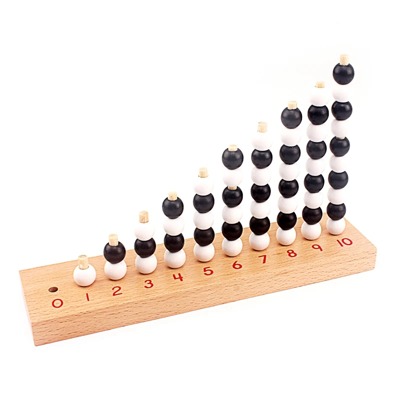 Montessori bébé jouet de mathématiques 1-10 chiffres impairs et même numériques blanc et noir perles Chesses conseil de mathématiques bois préscolaire précoce enfants