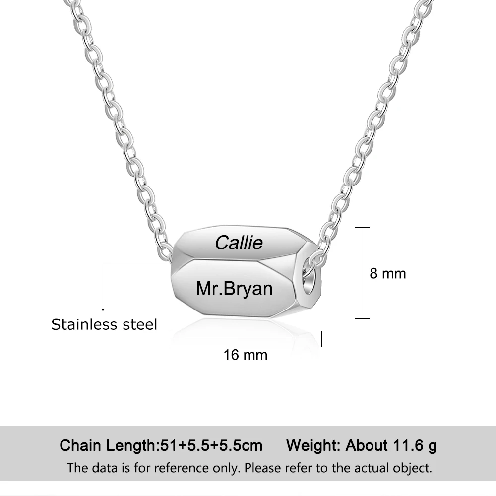 Personalised Gift 3 Color Engraved Name Necklace Strip Pendant Fashion Stainless Steel Necklaces & Pendants (JewelOra NE103090)