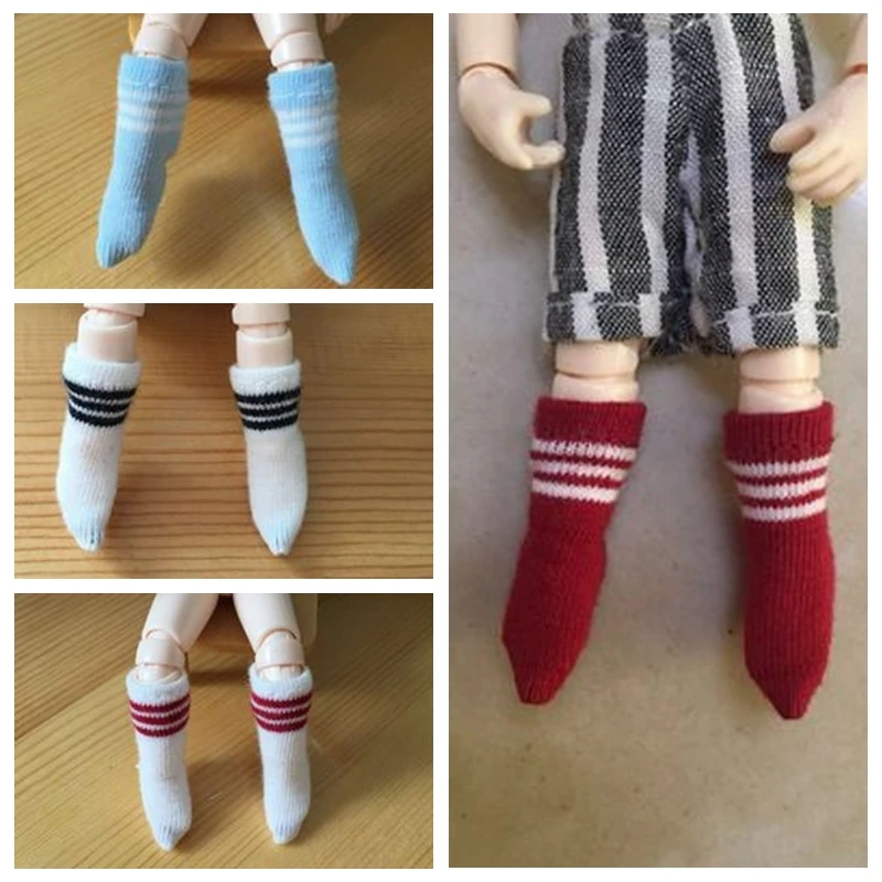 6 Pairs/lot 4cm navy style Stripe Socks Cute Socks for ob11 1/12 bjd dolls accessories clothes for dolls