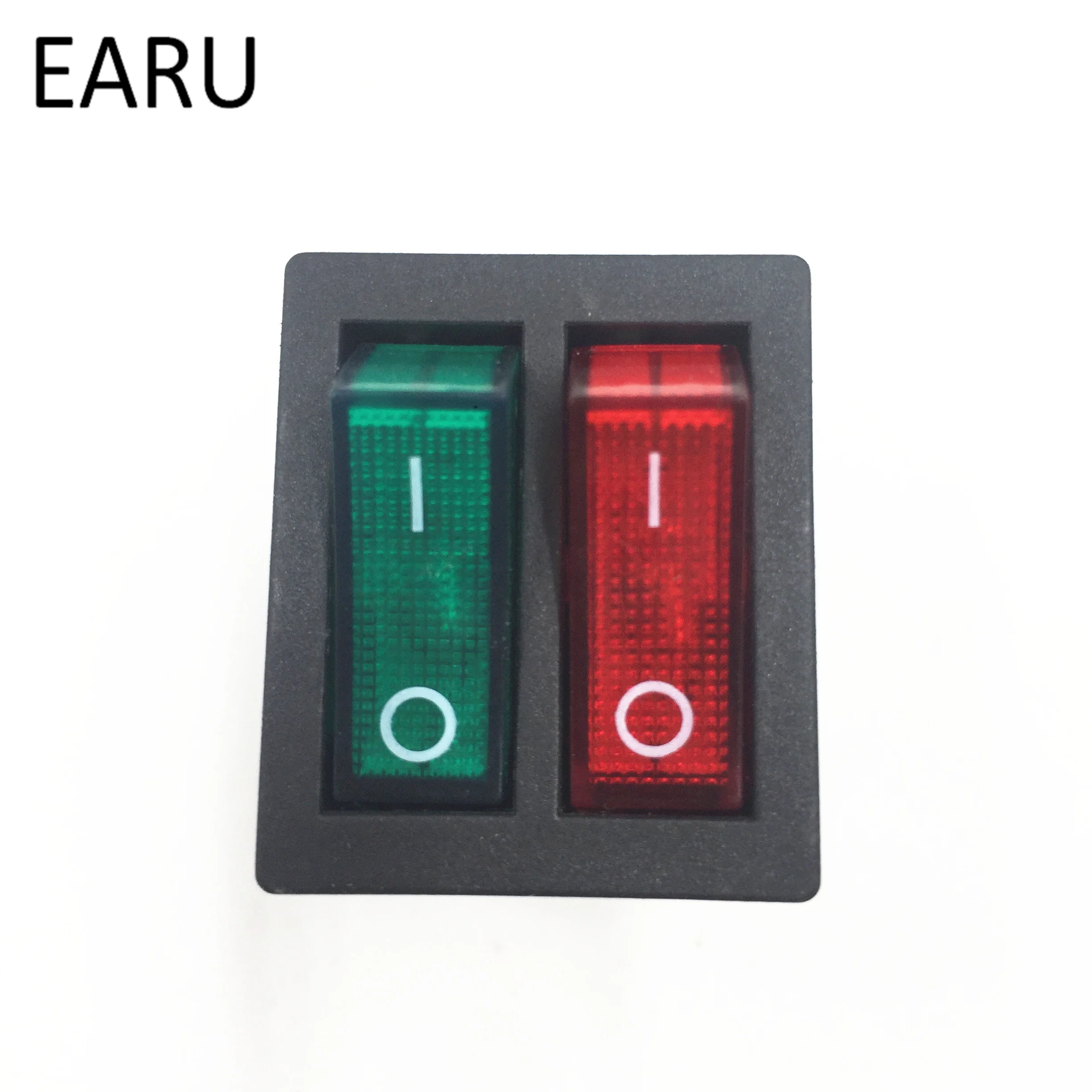 1pc DIY Model KCD2 Double Boat Rocker Switch Toggle 6 Pin On-Off With Green Red Light 20A 125VAC Factory Online Wholesale Hot