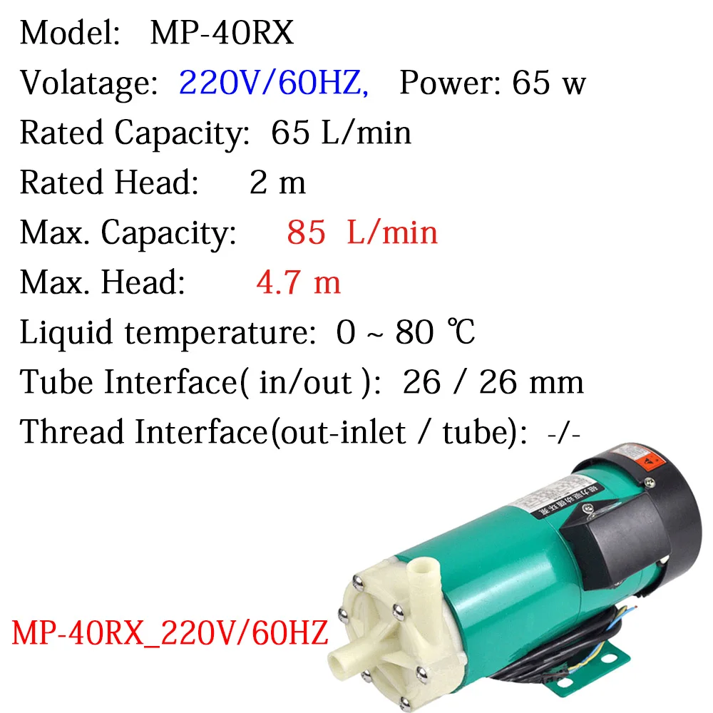 Centrifugal Impeller Magnetic Drive Water Pump MP-40RX 60HZ  220V Medicine Remedy Washing Medical Machine food grade