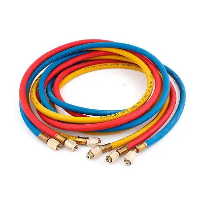 

Yellow Blue Red 1.5M Long Air Conditioning Refrigerant Charging Hoses 3 Pcs Free shipping