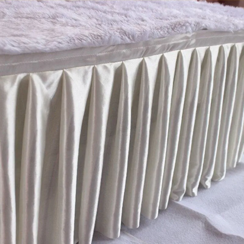 Luxury multi color ice silk table skirt white table cloth wedding table skirting for event party banquet hotel catwalk decor