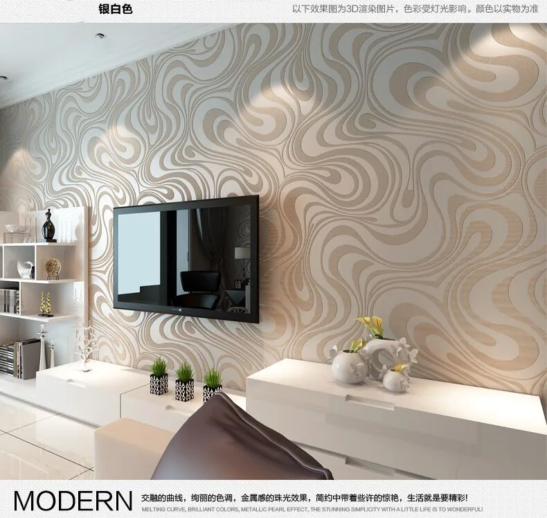 

Q QIHANG Modern simple 3D Non-woven Wallpapers Living Room TV Background Wallpaper 0.7m*8.4m=5.88m2