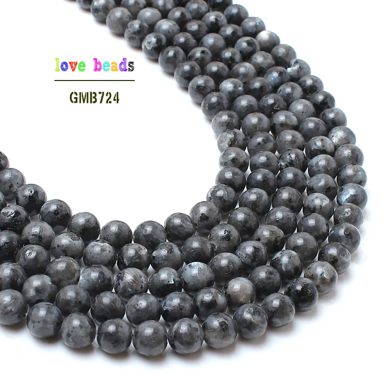 Natural Stone Beads Labradorite Larvikite Round Loose Beads For Jewelry Making 15.5inch/strand Pick Size 4 6 8 10 12 14mm