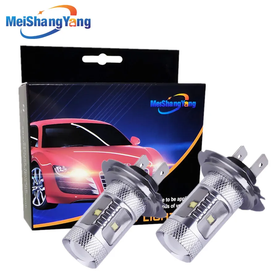 

2pcs Cree Led Chip H7 30W Driving Lamp White car Fog Lights Bulb auto parking Running Tail Light car light source 12V