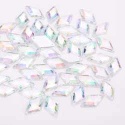 TPSMOC 17*30mm Glitter Crystal Rhombus Acrylic Sew on Rhinestone Flatback Sewing Beads 2 Holes diy clothing accessories