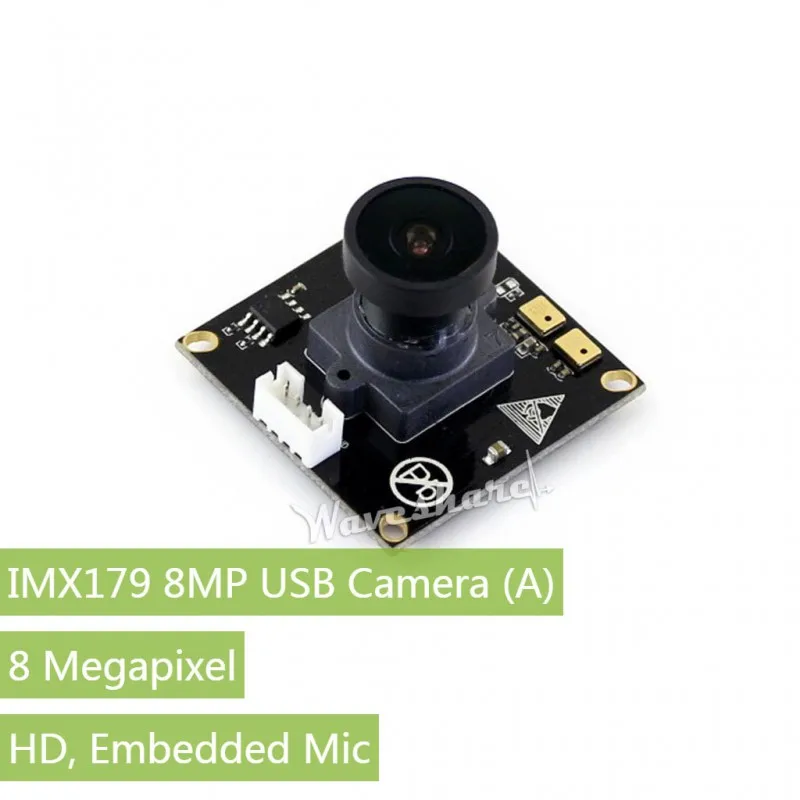 IMX179 8MP USB Camera, Ultra High Definition, Embedded Mic, Driver-Free