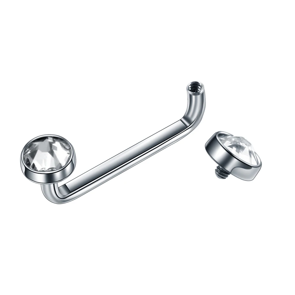 1PC G23 Titanium Internally Thread Crystal Surface Barbell Piercing 14G Micro Dermal Anchor Piercinng Body Jewelry