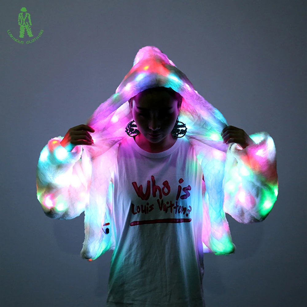 Free Shipping Colorful LED Lighting Jacket For Stage Dancer Club DJ Party Wear Luminous Coat Clothing