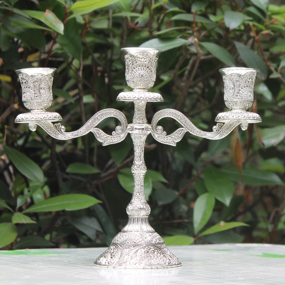 IMUWE-portavelas de Metal con diseño de 3 brazos, candelabro de mesa, decoración de boda, candelabro para el hogar