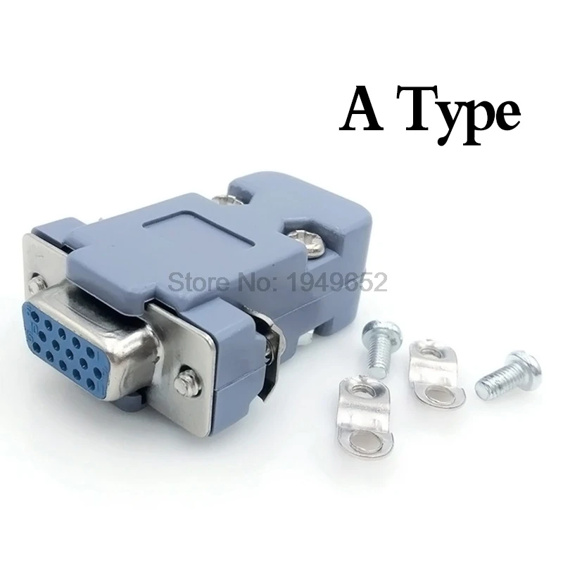 DB15 15 hole pin 3 rows Parallel VGA Port Adapter male female plug socket Solder Welded Connector+Plastic Shell Cover