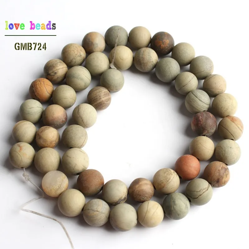 Natural Matte Stone Beads Jaspers Round Loose Beads for Jewelry Making 15'' Strand DIY Bracelet 4/6/8/10mm