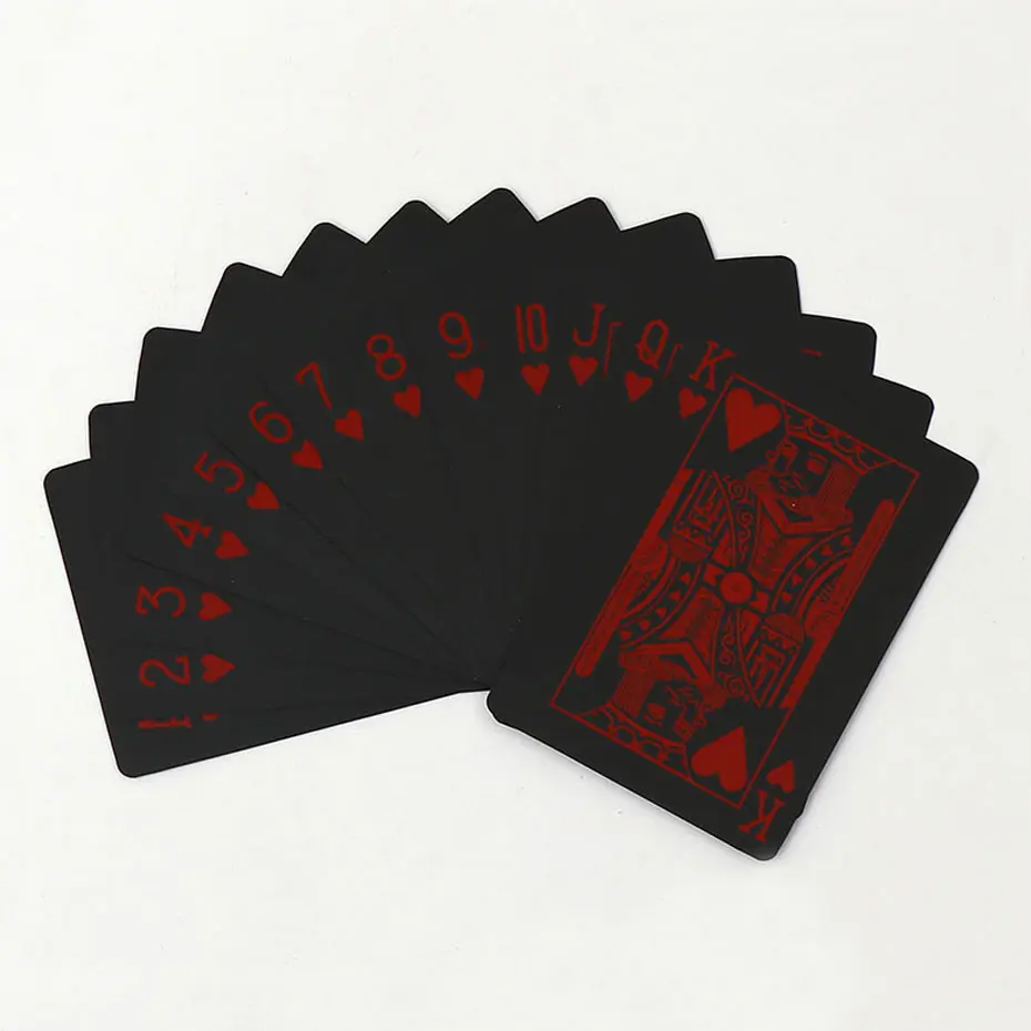 High Quality 55Pcs/Set Waterproof Plastic Black Playing Cards PVC Poker Creative Gift Durable Poker