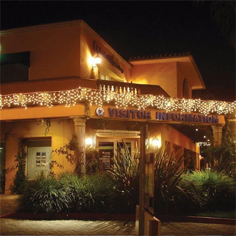 Luzes da corda decoração exterior de natal 5m droop 0.4-0.6m cortina icicle string led ue 220v jardim festa de casamento de natal