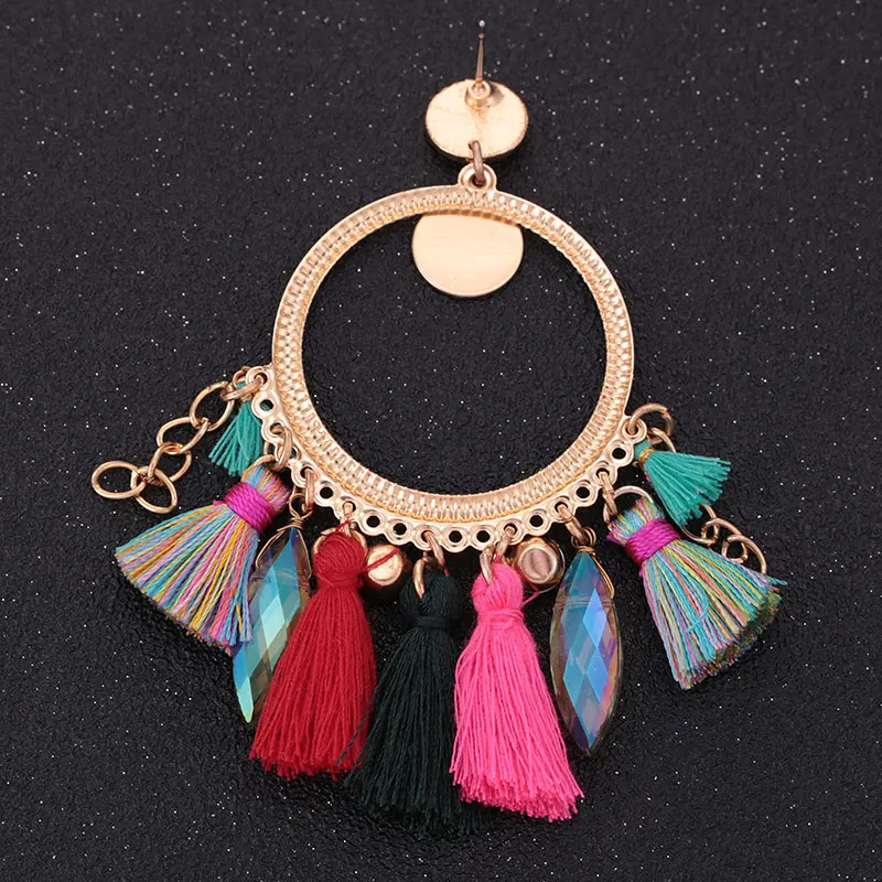 Sehuoran Oorbellen Tassel Earrings For Women Material Pendientes boho Wedding Earings Round Long Drop Earrings Jewelry Gifts