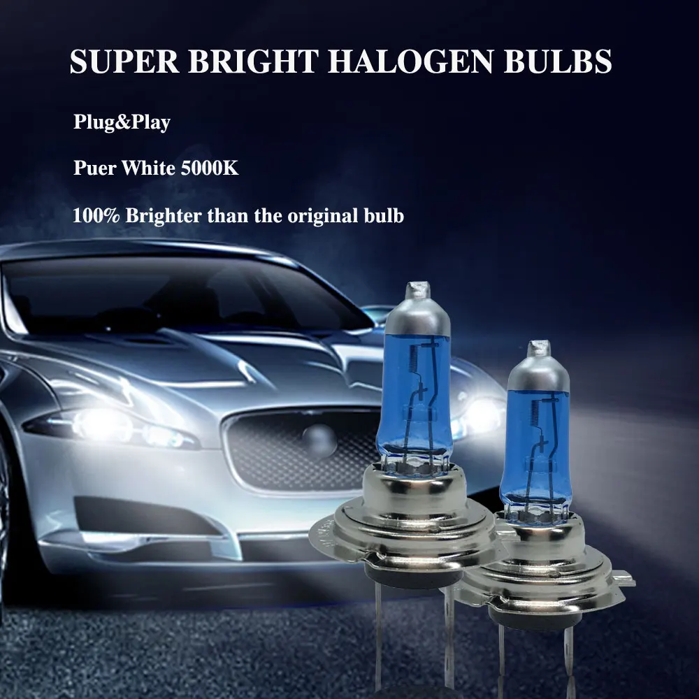 2PCS Car Halogen Bulb H1 H3 H4 H7 H11 9005 HB3 9006 HB4 55W 100W  880 881 27W12V Super Bright White Auto Fog Lights Driving Lamp