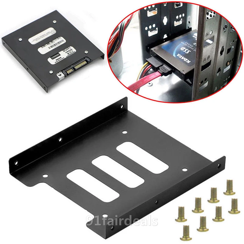 Imagem -05 - Heretom 10 Peças Lote Universal 2.5 a 3.5 Polegadas Ssd Hdd de Metal Adaptador de Montagem Bracket Dock para Desktop pc Laptop Ssd Hdd w Parafusos