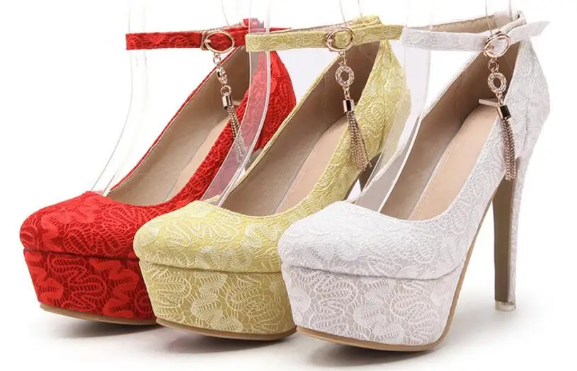 Spring new one word buckle sexy ultra high heel waterproof platform thin heel bride shoe 33-48 size single shoe