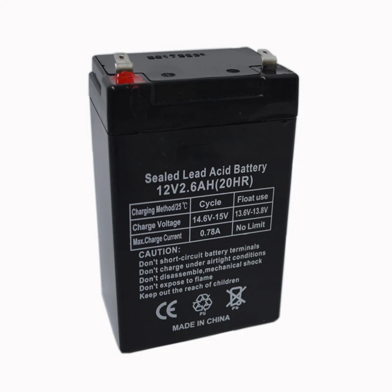 12V 2.6AH Battery Sealed Storage Batteries Lead Acid Rechargeable Desk Lamp LED Light Device Speaker Factory Sale High Quality