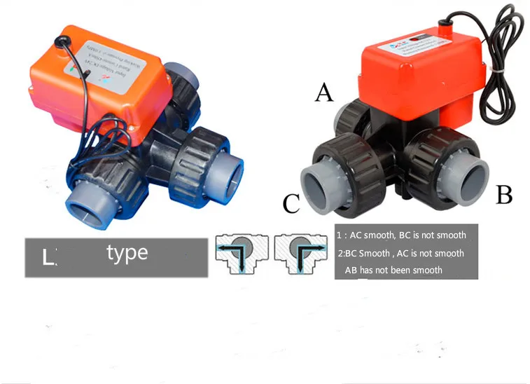 Imagem -04 - Válvula de Esfera Elétrica Válvula de Esfera Motorizada com Vias Dc12v Dc24v tipo l Dn25 Dn32 Dn40