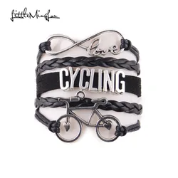 Little MingLou Infinity Love Cycling Bracelet Bike Charm Sport Hobby Bracelets & Bangles For Women Men Jewelry Drop Shipping