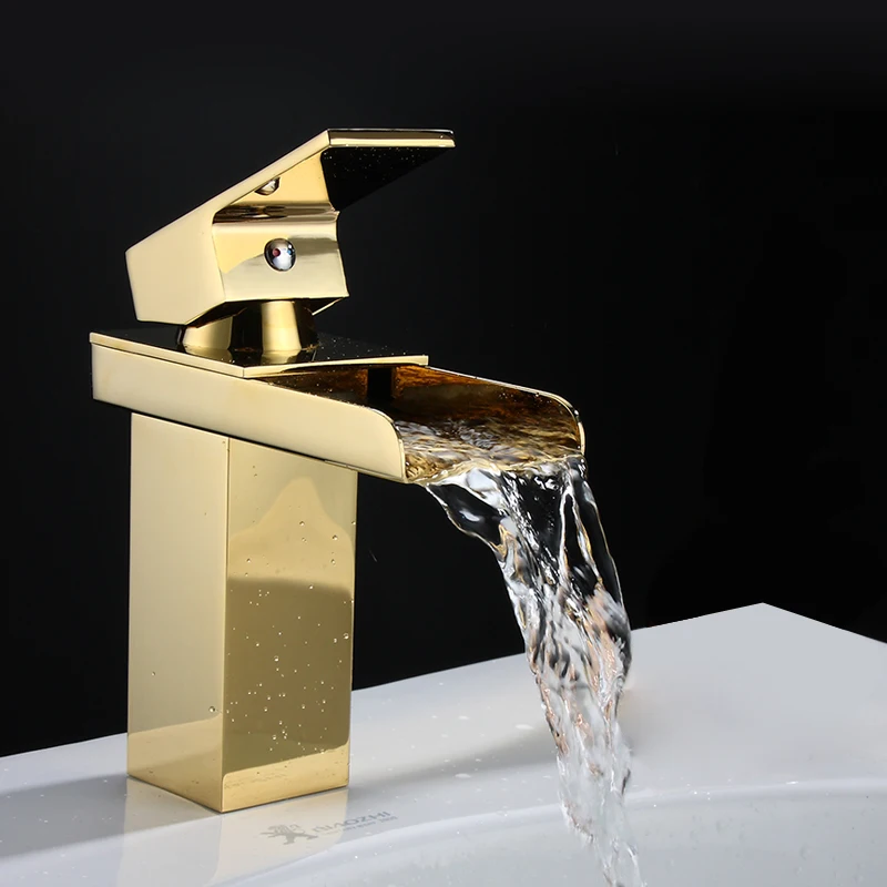 

BAKALA Luxury Brass Basin Mixer Tap Single Handle Modern Gold Faucet Bathroom New Desing Waterfall Faucet LT-501K