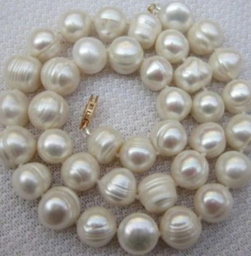 Trendy white south sea freshwater round pearl natural  11-12mm beads diy woman necklace 18 inch BV337