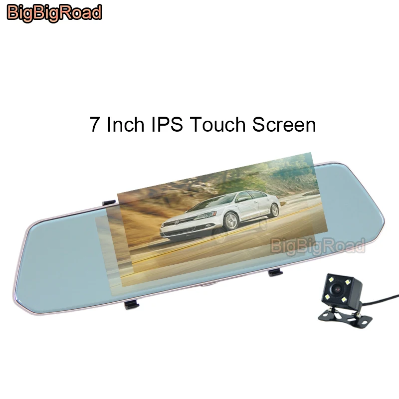 BigBigRoad For Hummer H1 H2 H3 H5 / GMC Sierra Yukon Acadia Terrain Car DVR 7 Inch Touch Screen Rear View Mirror Video Recorder