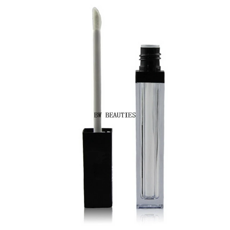 500Pcs/Lot 5ML Square Lip Gloss Bottle Shiny Black cap Lip Glaze Tube, Empty Acrylic Lip Gloss Packing Tube Cosmetics Packaging