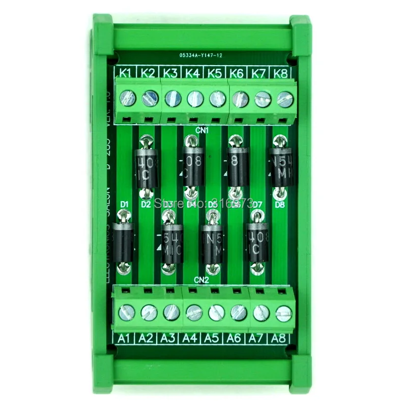 Din Rail Mount 3 Amp 1000V 8 Individuele Diode Module, 1N5408.