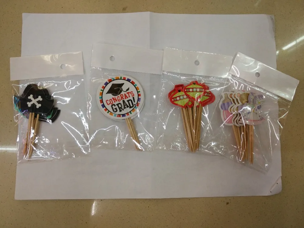 Free Shipping Custom Logo And Shapes Toothpick Flags Paper Food Picks Cake Toothpicks Cupcake Topers Fruit Cocktail Sticks