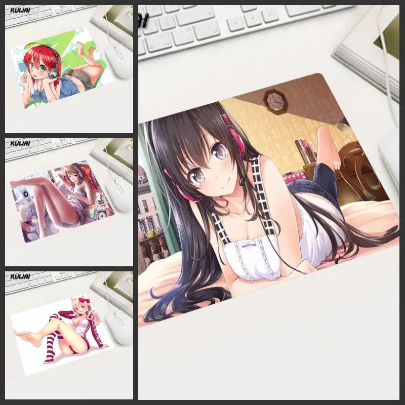 XGZ Red Hair Girl Sexy Anime Wallpaper Mousepad Most Countries Free Shipping Rubber Rectangle Fit Laptop Home Decor Mousepads