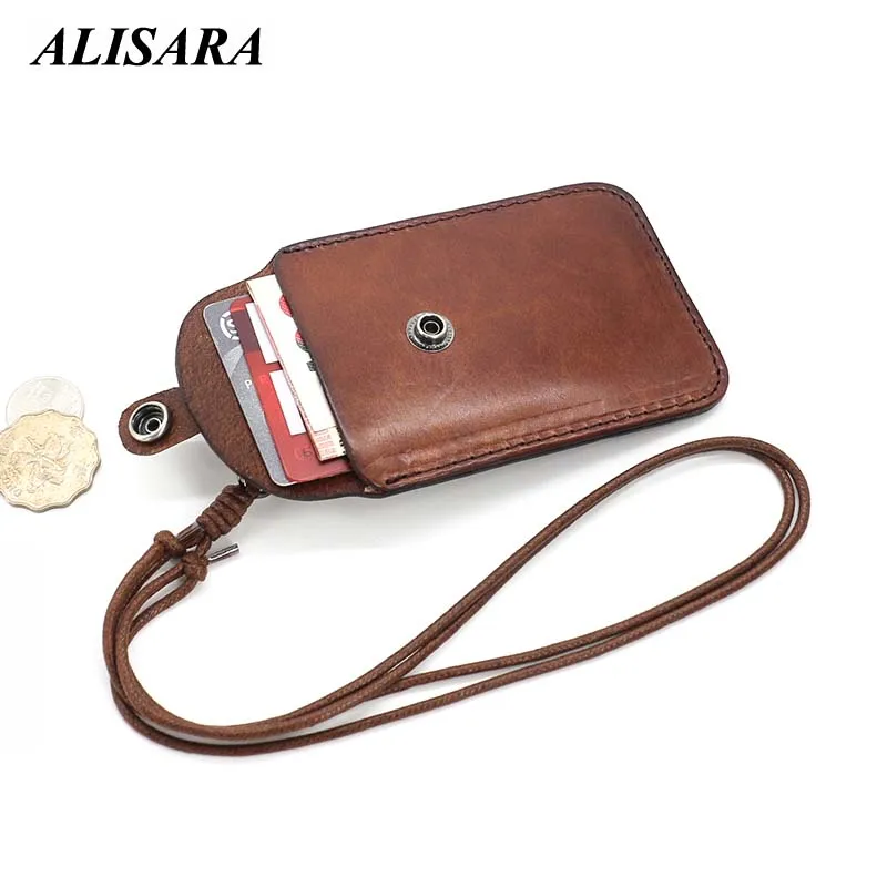 

Top End Cowhide ID Badge Holder Retractable Lanyard Name Tag Id Card Vertical Style ID Credit Card Vintage Business Case