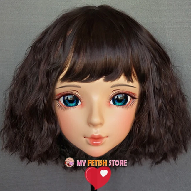 

(Shi-05)Female Sweet Girl Resin Half Head Kigurumi BJD Eyes Crossdress Cosplay Japanese Anime Role Lolita Mask With Eyes And Wig